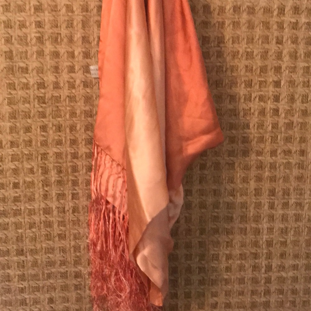 Gorgeous gradiated color fringed silk wrap,